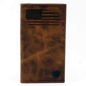 Ariat Distressed Stitch USA Flag CheckBook