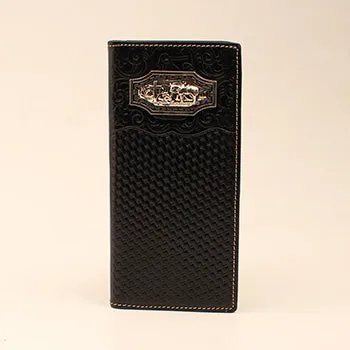 Black Basketweave with Floral Overlay Rodeo Wallet