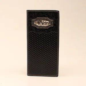 Black Basketweave with Floral Overlay Rodeo Wallet