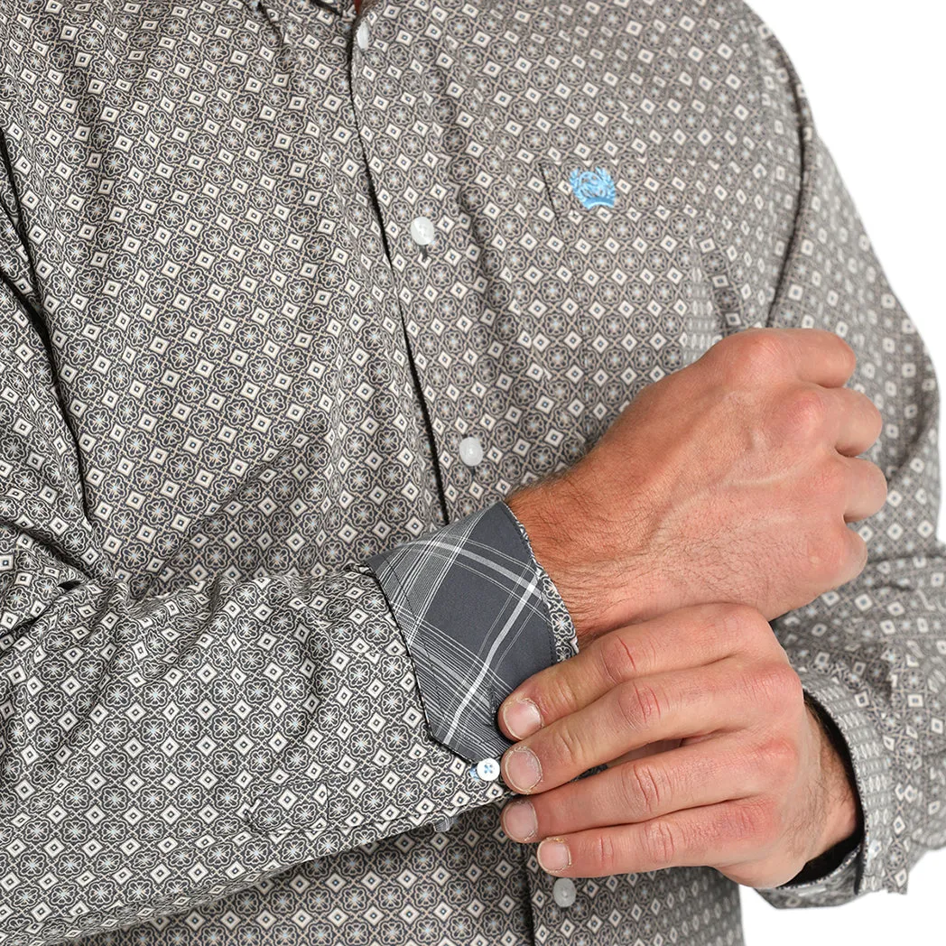Cinch Men's Diamond Geometric Print Long Sleeve Shirt