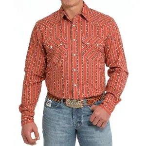 Cinch Men's Orange Floral Stripe Shirt