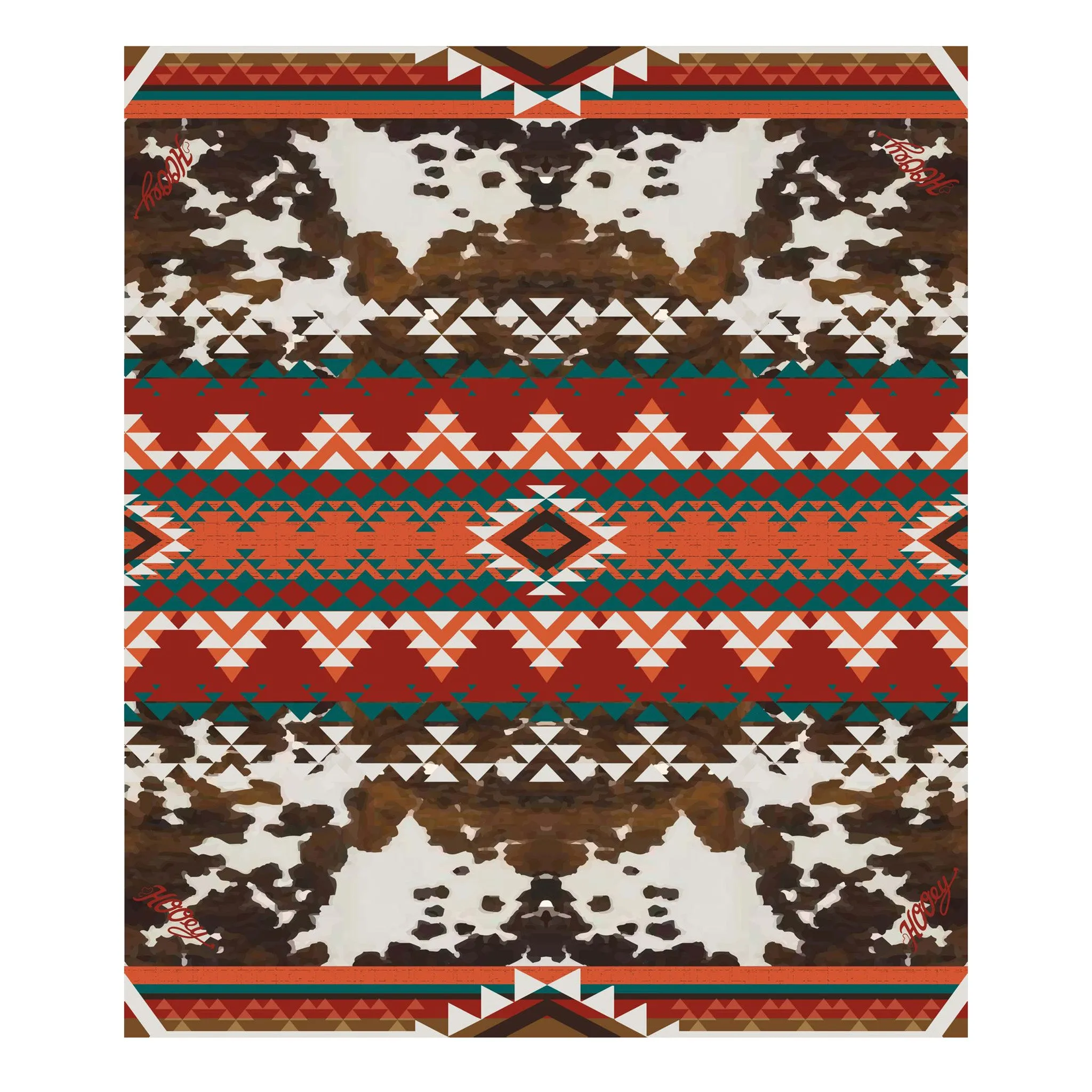 Hooey Ponderosa Wildrag-Cowhide/Aztec Print