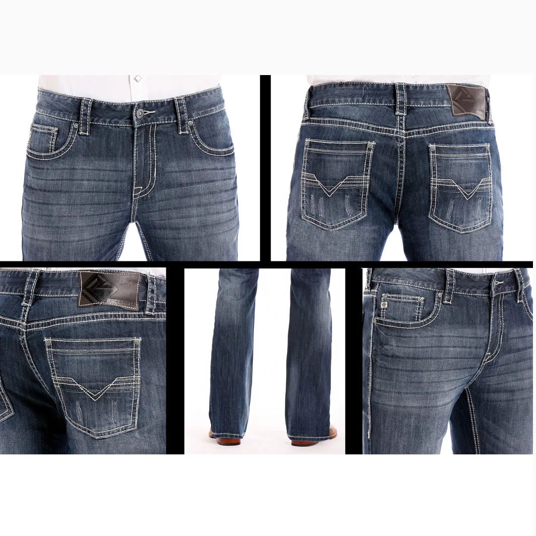 Rock & Roll Men's Dark Wash Regular Fit Straight Leg Jean