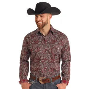 Rock & Roll Men's Paisley Print Pearl Snap Long Sleeve
