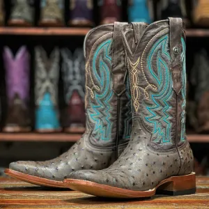 Tanner Mark Men's Brown Ostrich Print Boots